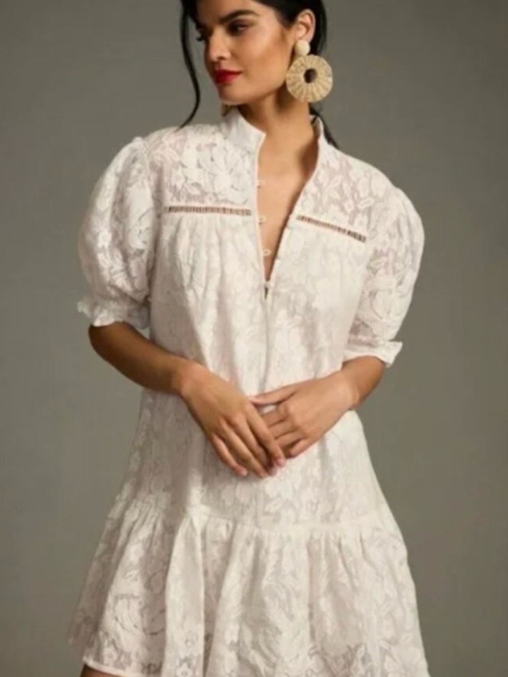 Anthropologie Peplum Lace Mini Dress